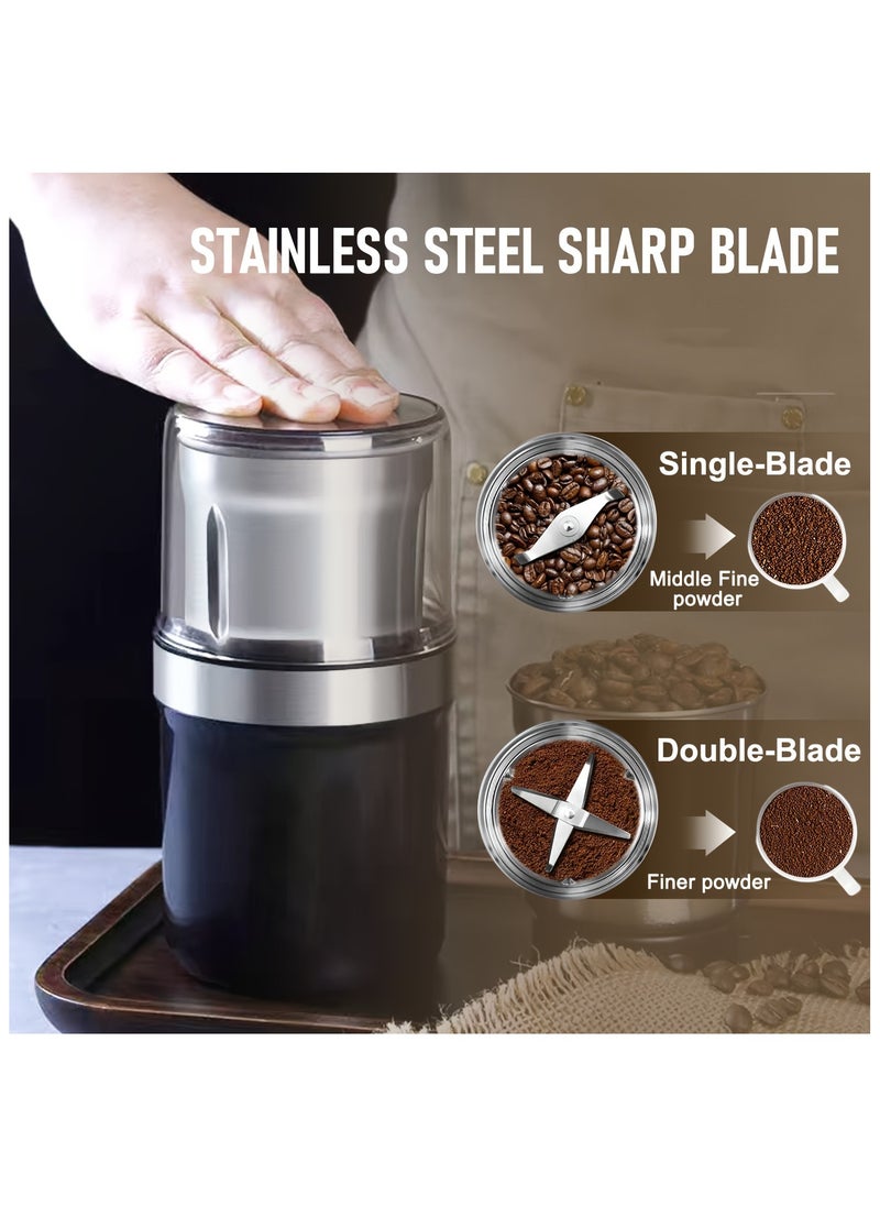 Healife Portable 2-in-1 Electric Coffee and Spice Grinder | Wet & Dry Multi-Use with 2 Removable Stainless Steel Bowls  - Image 1