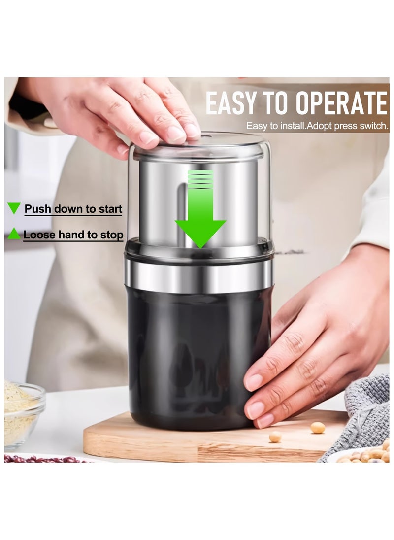 Healife Portable 2-in-1 Electric Coffee and Spice Grinder | Wet & Dry Multi-Use with 2 Removable Stainless Steel Bowls  - Image 4