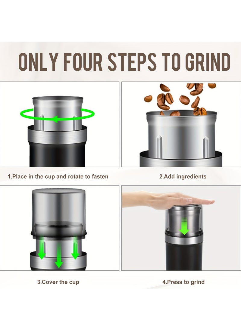 Portable 2-in-1 Electric Coffee and Spice Grinder | Wet & Dry Multi-Use with 2 Removable Stainless Steel Bowls - pzsku/Z4C199F29177F4DBC4035Z/45/_/1729156069/d48ed818-3ac0-47aa-85e2-e3e4556ee3ab