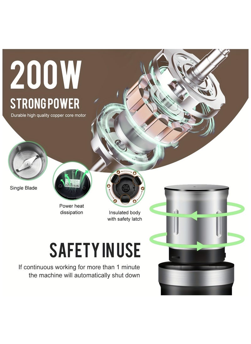 Portable 2-in-1 Electric Coffee and Spice Grinder | Wet & Dry Multi-Use with 2 Removable Stainless Steel Bowls - pzsku/Z4C199F29177F4DBC4035Z/45/_/1729156345/8f20b5cc-cd01-4a11-850e-90eaad3512da