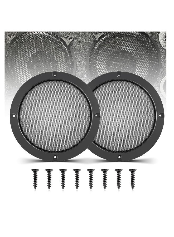 6.5" Metal Mesh Round Speaker Grill Cover, 2Pcs Car Speaker Subwoofer Guard Protector with Mounting Screws, Universal Radio Speaker Grills Decorative for Car Speaker Mounting Home Audio DIY - Image 1