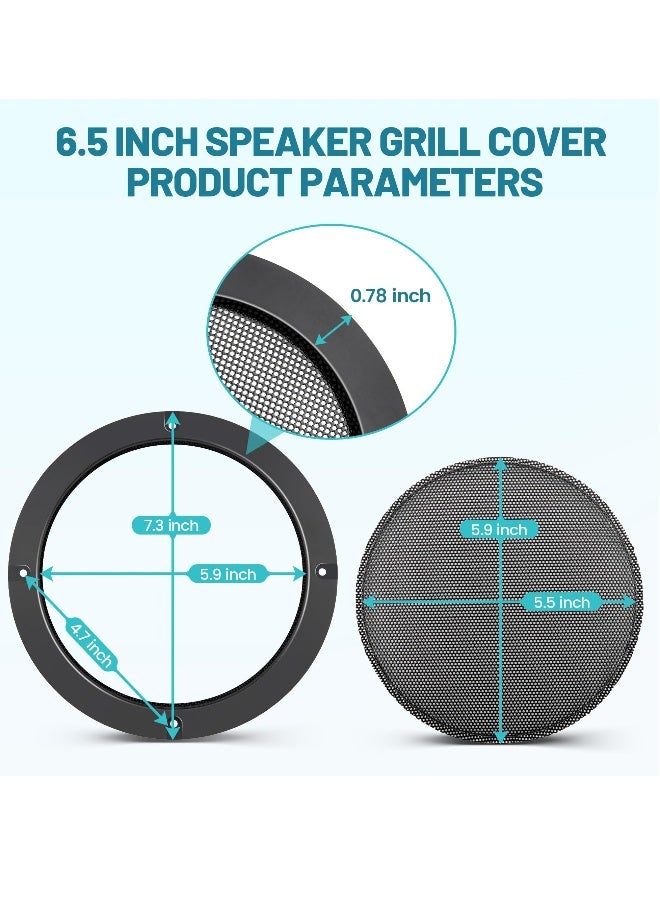 6.5" Metal Mesh Round Speaker Grill Cover, 2Pcs Car Speaker Subwoofer Guard Protector with Mounting Screws, Universal Radio Speaker Grills Decorative for Car Speaker Mounting Home Audio DIY - Image 2