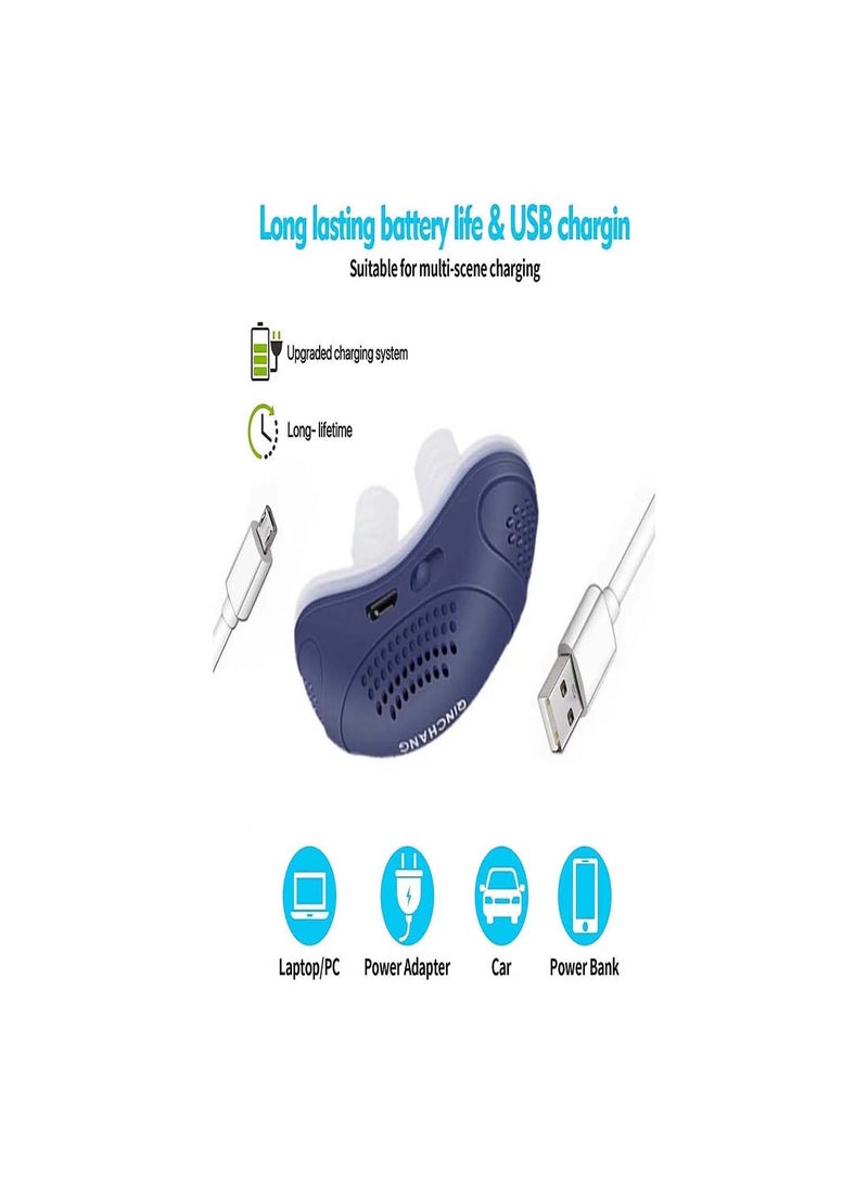 SYOSI Anti Snoring Devices, Electric Automatic Snore Stopper Soft Double Eddy Improve Sleep Quality Mini USB Prevent Snoring Device, Fresh Air Comfortable Sleep Breathing for Women Men (Blue) - Image 5