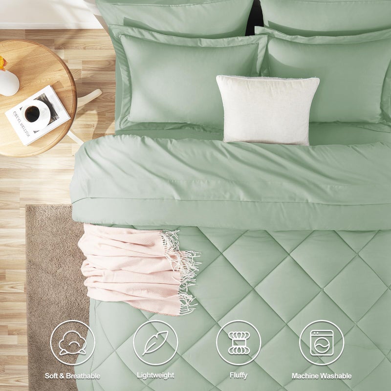 CozyLux Twin Comforter Set with Sheets Sage Green - 5 Pieces Bed in a Bag Twin, All Season Bed Set for Girls and Boys, Bedding Set with Down Alternative Comforter, Sheets, Pillowcase & Sham - Image 2