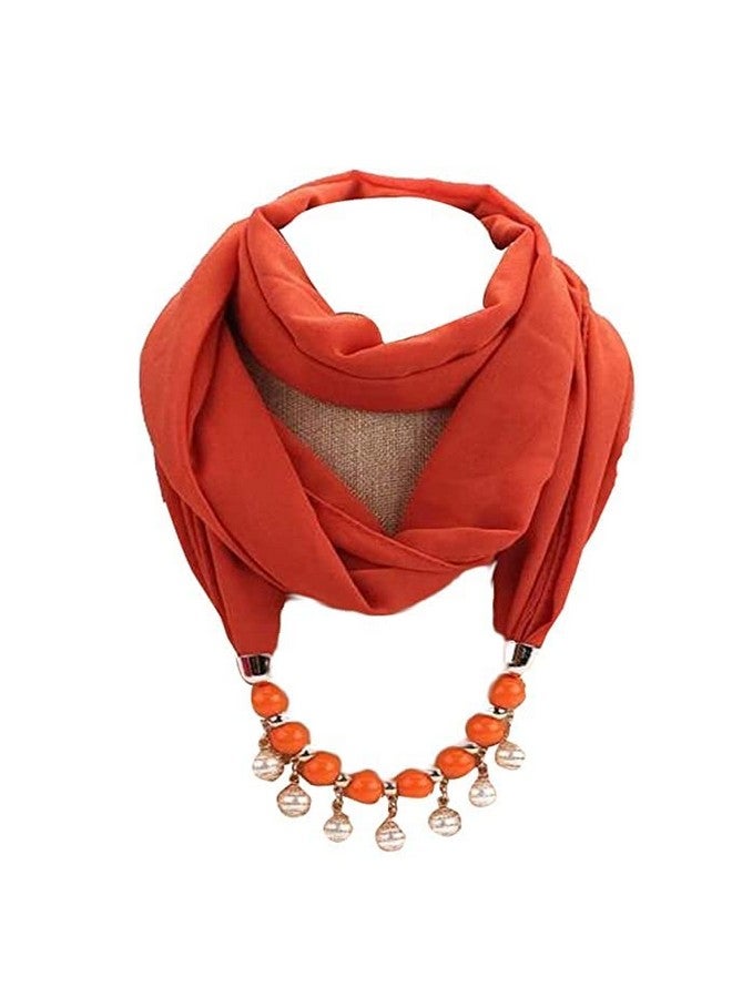 Magic MAGIC Girl's Scarf Crystal Bead Pendant Accessory Necklace Soft Scarves Stoels Muffler (Orange) - Image 1
