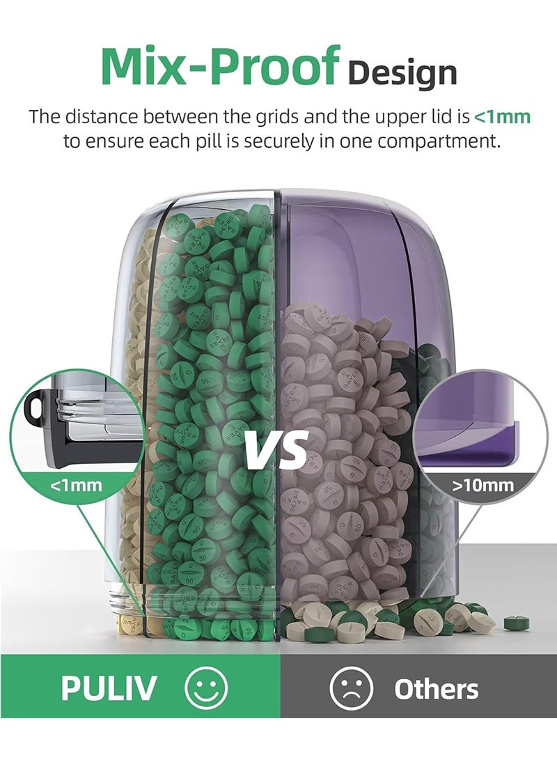 توبيتش منظم أدوية كبير الحجم - حاوية أدوية شهرية منظمة، علبة أدوية منع الت перемешив بفتحات واسعة وسهلة الاستخدام - Image 4