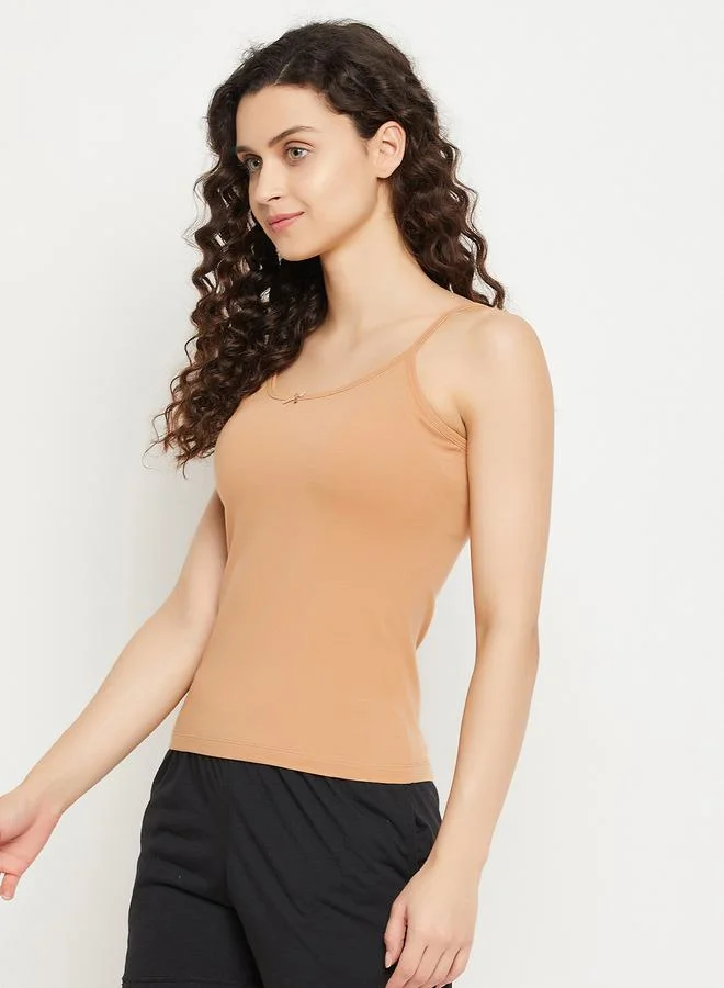 Clovia  Beige Solid Strappy Cami Top for Women | Best Price UAE
