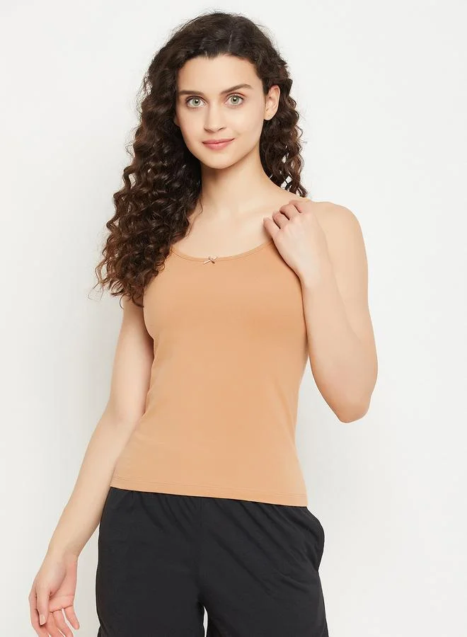 Clovia  Beige Solid Strappy Cami Top for Women | Best Price UAE