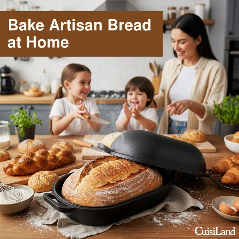 Cuisiland Large Heavy Duty Pre-seasoned Cast Iron Bread & Loaf Pan - A perfect way for baking - Image 5