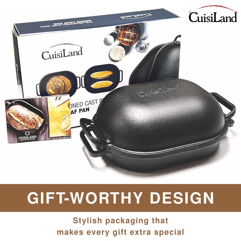 Cuisiland Large Heavy Duty Pre-seasoned Cast Iron Bread & Loaf Pan - A perfect way for baking - Image 2