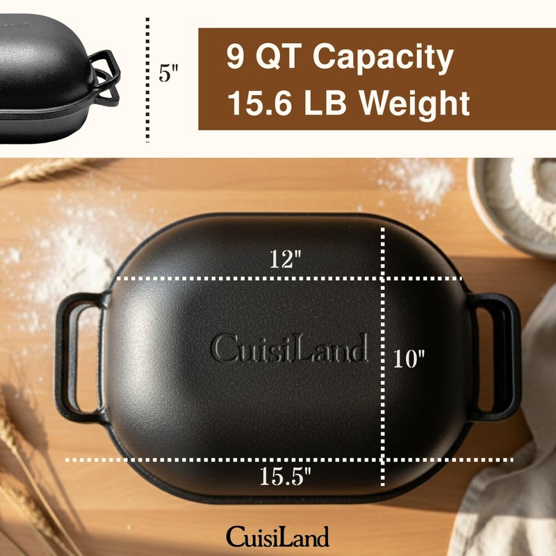 Cuisiland Large Heavy Duty Pre-seasoned Cast Iron Bread & Loaf Pan - A perfect way for baking - Image 3