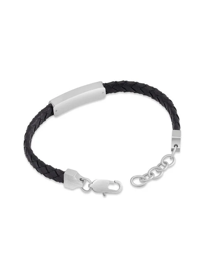 دوكاتي سوار جلد مضفر فضي من الفولاذ المقاوم للصدأ للرجال  مم