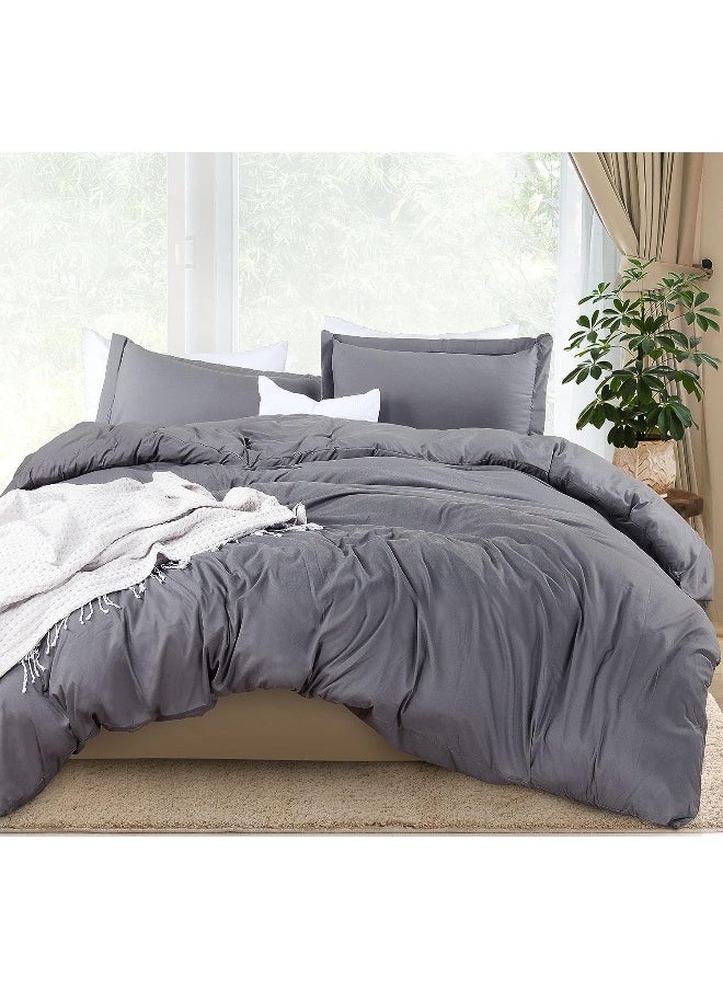 Utopia Bedding Duvet Cover King Size Set - 1 Duvet Cover With 2 Pillow Shams - 3 Pieces Comforter Cover With Zipper Closure - Ultra Soft Brushed Microfiber, 104 X 90 Inches (King, Grey)  - Image 1