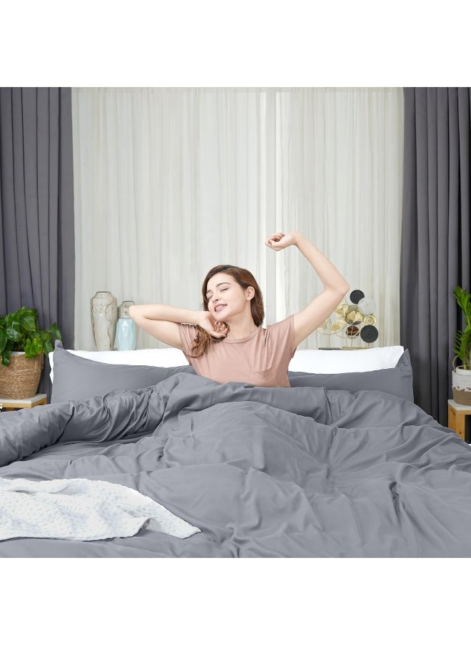 Utopia Bedding Duvet Cover King Size Set - 1 Duvet Cover With 2 Pillow Shams - 3 Pieces Comforter Cover With Zipper Closure - Ultra Soft Brushed Microfiber, 104 X 90 Inches (King, Grey)  - Image 3