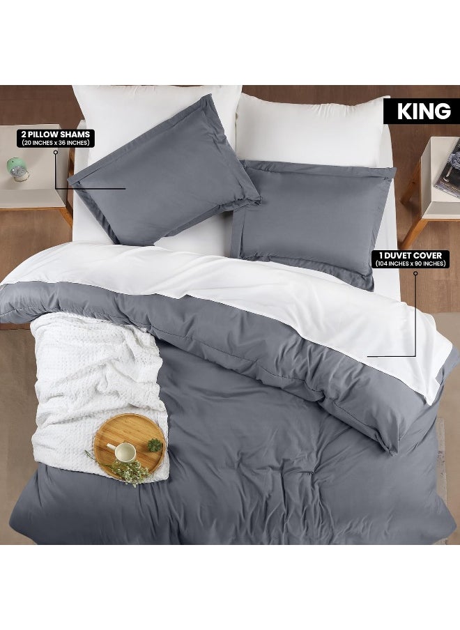 Utopia Bedding Duvet Cover King Size Set - 1 Duvet Cover With 2 Pillow Shams - 3 Pieces Comforter Cover With Zipper Closure - Ultra Soft Brushed Microfiber, 104 X 90 Inches (King, Grey)  - Image 5