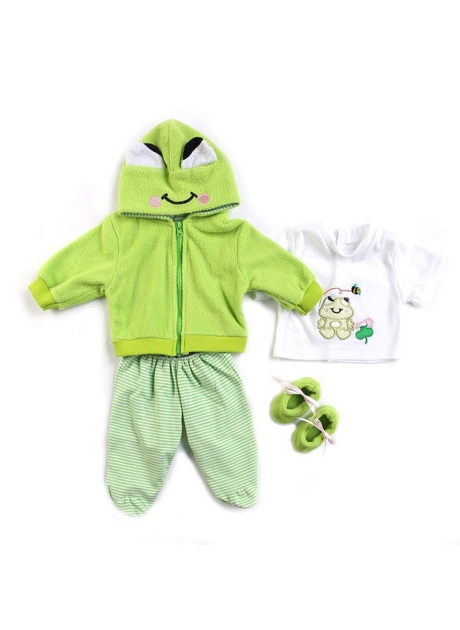 Pedolltree - Reborn Baby Girl Boy Dolls Clothes 22 Inch 4 Pcs Sets Green Frog Outfit Fit 2022 Newborn Dolls Clothes Accessories - Image 1