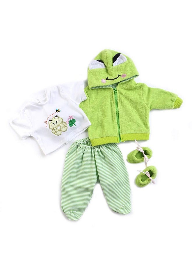 Pedolltree - Reborn Baby Girl Boy Dolls Clothes 22 Inch 4 Pcs Sets Green Frog Outfit Fit 2022 Newborn Dolls Clothes Accessories - Image 1