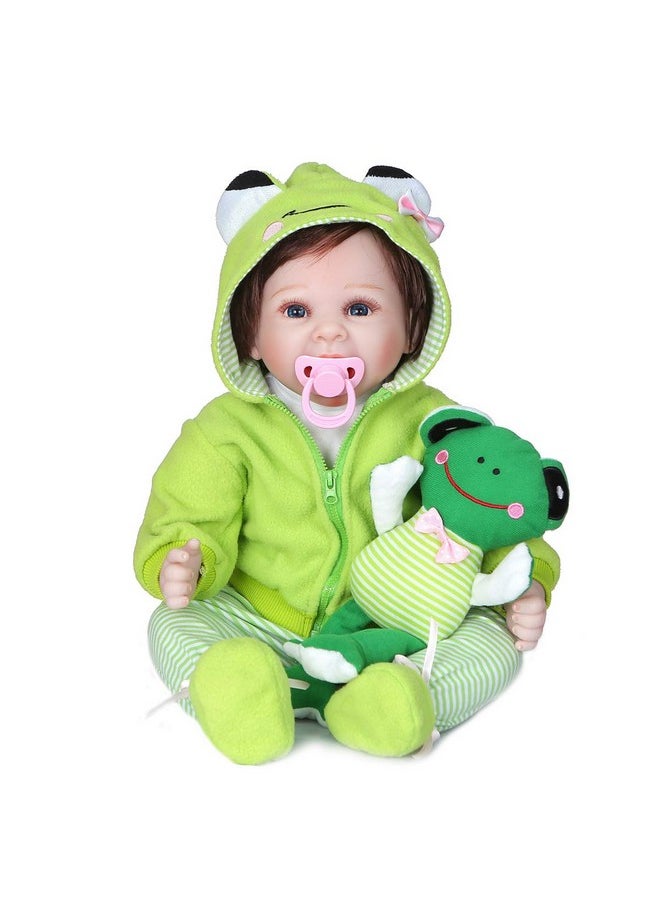 Pedolltree - Reborn Baby Girl Boy Dolls Clothes 22 Inch 4 Pcs Sets Green Frog Outfit Fit 2022 Newborn Dolls Clothes Accessories - Image 1