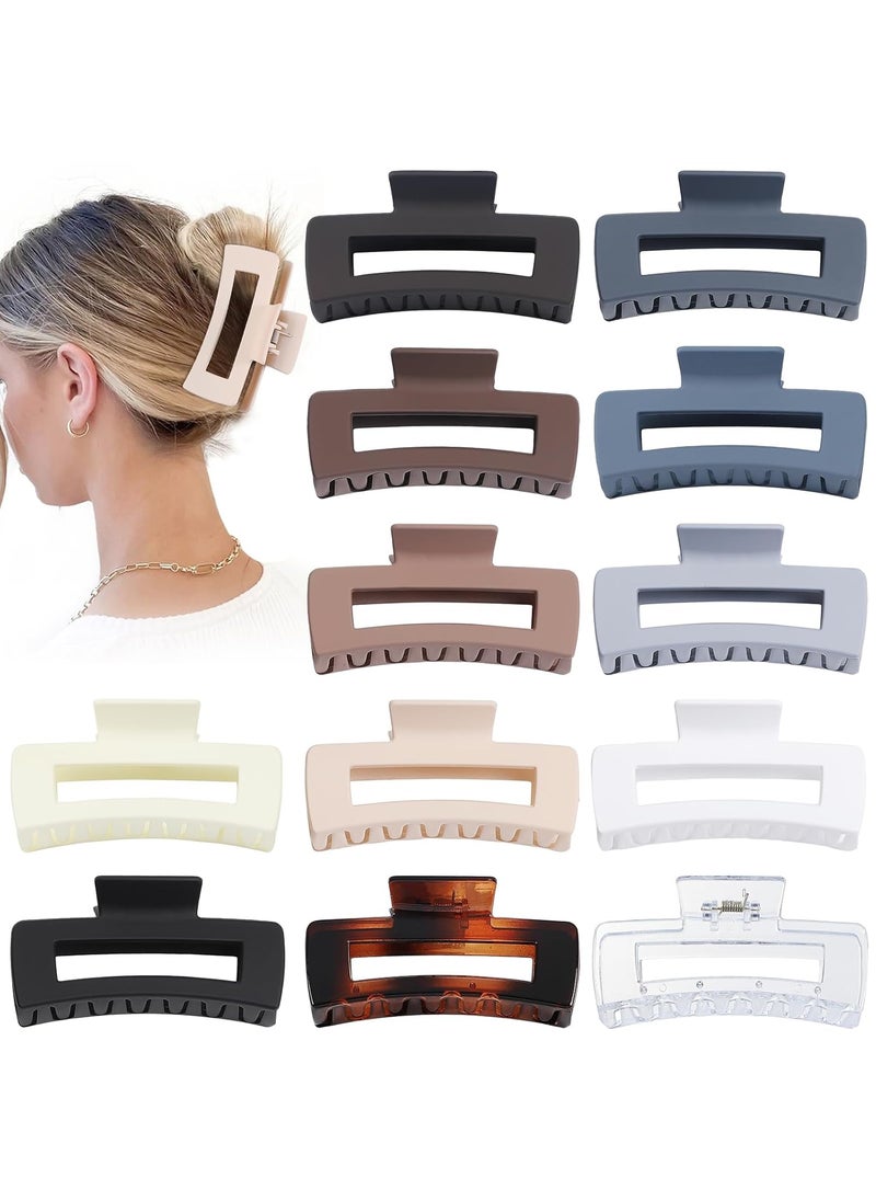 Sisiaipu - Large Square Jumbo Hair Clips  41 Inch Big Jaw Clips for Thick Hair 12 Pcs Bulk Accessories for Women and Girls  Neutral - Image 1