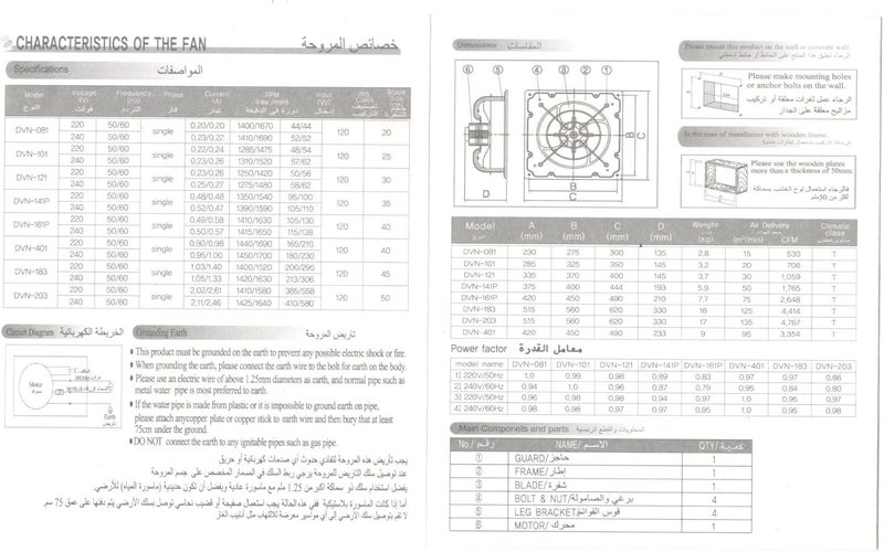 ويندي مروحة تهوية حديدية من تصنيع كوري، مع ضمان لمدة خمس سنوات (DVN-141P) - Image 4