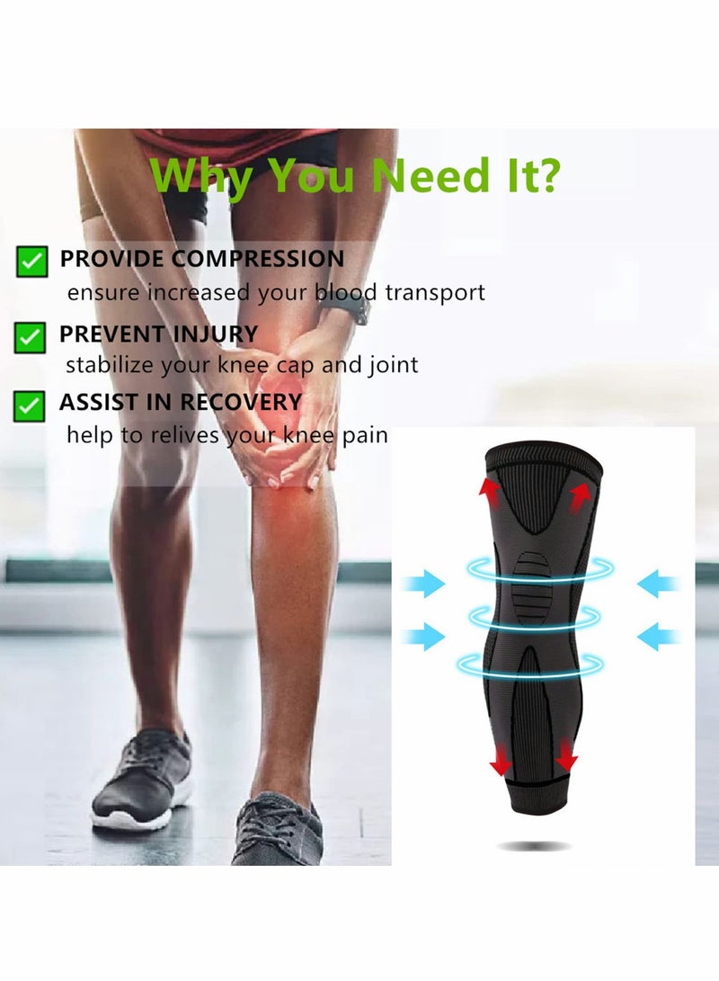KASTWAVE Leg Compression Sleeve Full Leg  Long Knee Brace for Men Women Knee Support Protector for Running,Weightlifting, Workout, Joint Pain Relief, Meniscus Tear, Arthritis, Tendinitis 2 Pack - Image 4