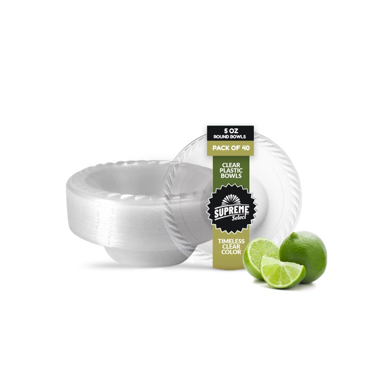 Supreme Select Clear Disposable Plastic Bowls [Pack of 40 | 12oz] Microwave Safe - Sturdy Rimmed Soup/Salad/Dessert/Ice Cream Bowls For Weddings  Parties  Kitchen Use - Image 1