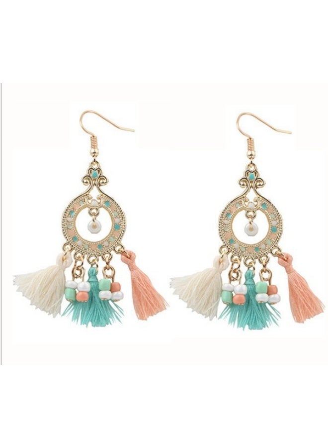 NIBEMINENT Fashion Bohemian Style Metal Glitter Tassel Elegant Earrings