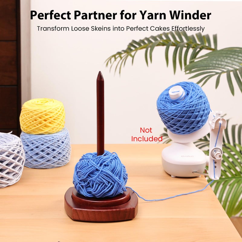 Etcokei Yarn Holder for Crocheting & Knitting, Wooden Yarn Spinner Portable Small Size Crochet Holder, Easy Assembly Smooth Rotating with Anti-Slip Pads, Crochet Accessories Ideal Gift for Knitting Lovers - Image 5