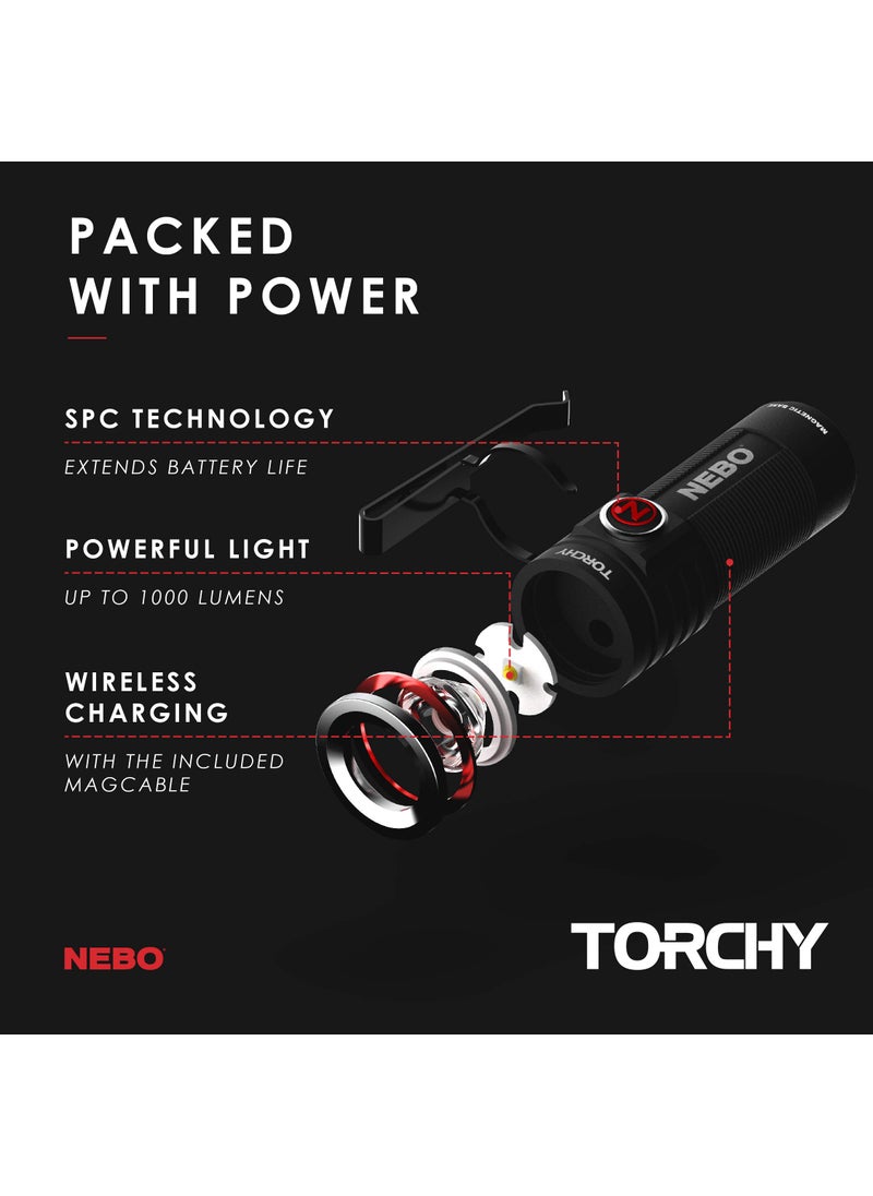 NEBO NEBO Torchy 1,000-Lumen Pocket Flashlight, LED Rechargeable Flashlight For EDC, Camping, Hunting, Hiking With 5 Light Modes, Water and Impact Resistant, Power Memory Recall, Removable Clip, Black  - Image 4