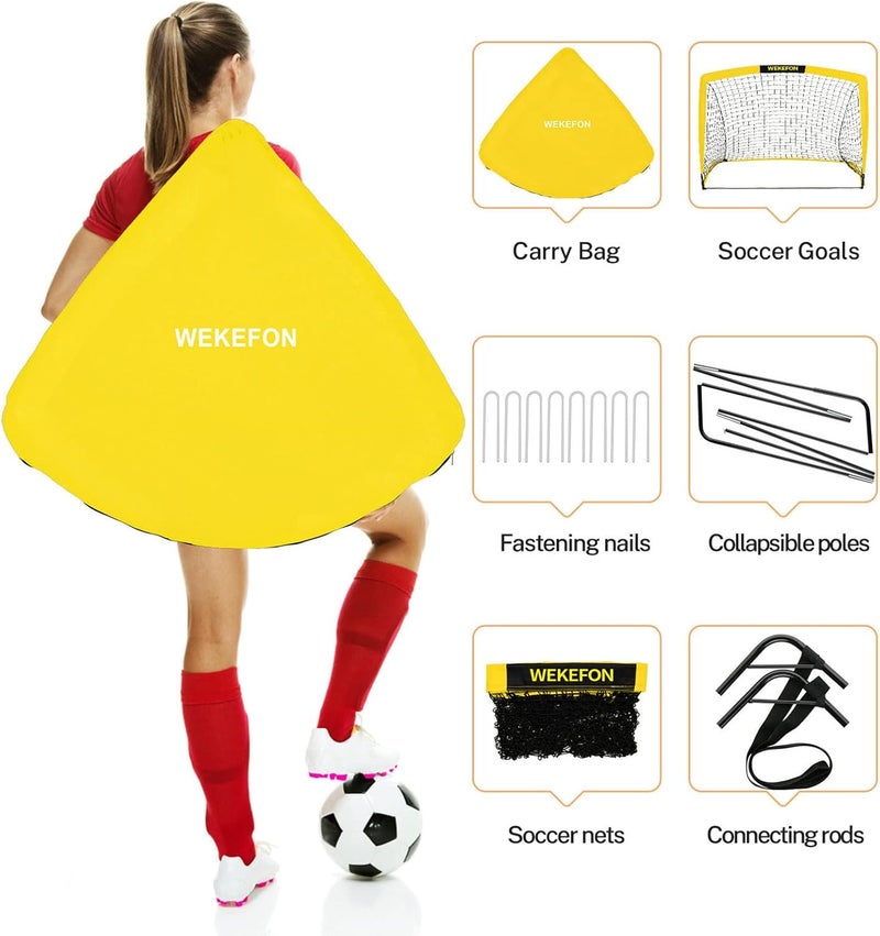 WEKEFON Soccer Goal with Carry Bag, 10/9MM Strengthen Pole, Arched Design, Kids Soccer Goals for Backyard Set 5x 3.1/3.6x2.7/2.9x2.4ft Portable Pop Up Soccer Nets for Toddler, Adults, Youth Games, Play, Gifts - Image 2