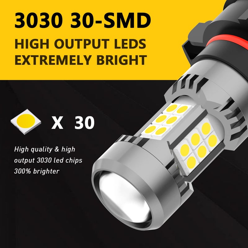 PHINLION مصابيح ضباب LED PHINLION PSX24W 2504 12276، 3200 لومن سطوع فائق، 3000K أصفر ذهبي، 3030 30 شريحة SMD، مصابيح استبدال DRL للسيارات والشاحنات وSUVs، عبوة من 2 - Image 2
