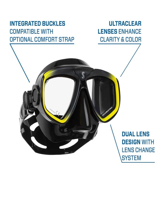 SCUBAPRO Zoom Dual-Lens Diving Mask, Yellow/Black - Image 3