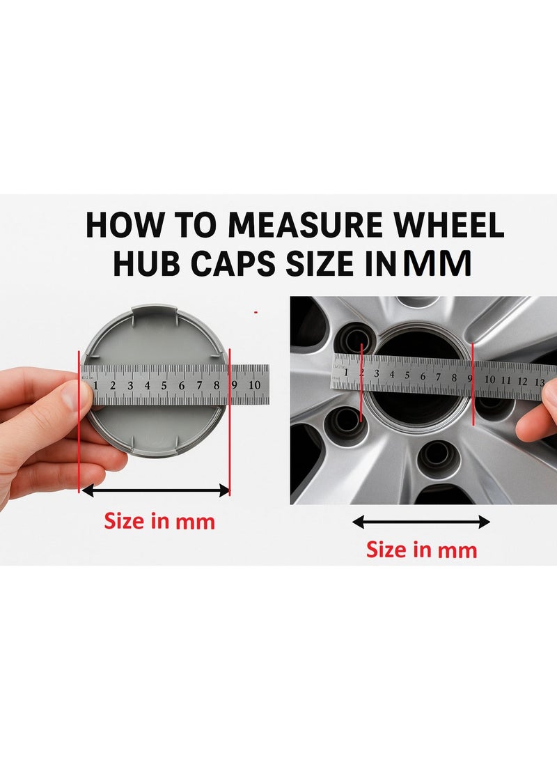 أودي أغطية مركز جنوط سيارات أودي مقاس 61 مم | مجموعة 4 أغطية وسط العجلات باللون الفضي - Image 2