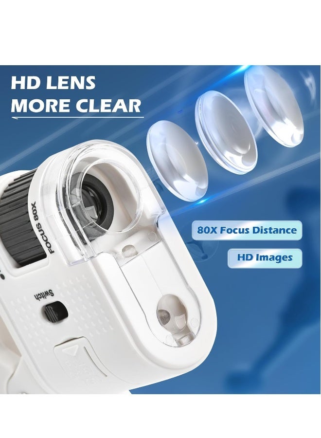 Pocket Microscope for Kids, 80x Zoom LED Lighted Portable Handheld Microscope, for Student Science Lab, STEM Educational u0026 Exploring - Image 2