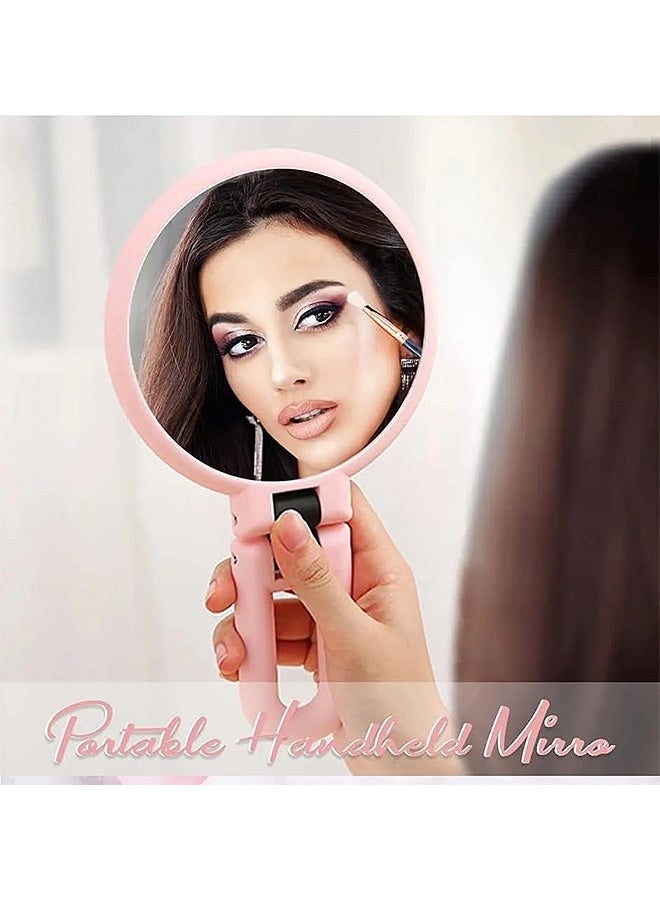 Photon Hand Held Vanity Mirror with Magnifying, Double Sided 1X 15X Magnification Hand Mirror,  Travel Double Sided Folding Mirror for Women for Makeup Travel Desk (Pink) - Image 4