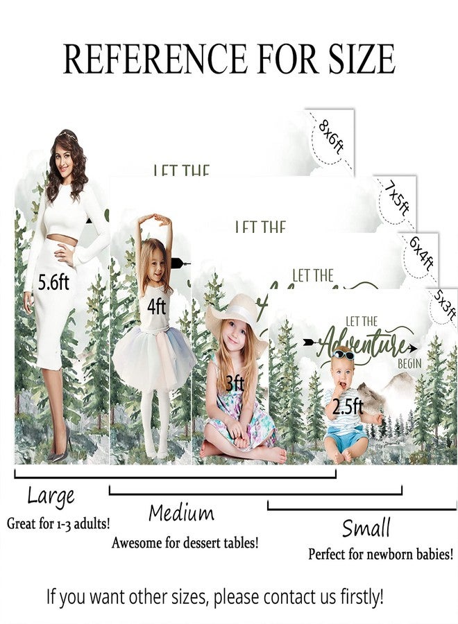 Mocsicka Let The Adventure Begin Backdrop Adventure Awaits Baby Shower Birthday Party Decoration Rustic Forest Mountains Woodland Photography Background (7x5ft (82x60 inch)) - Image 5