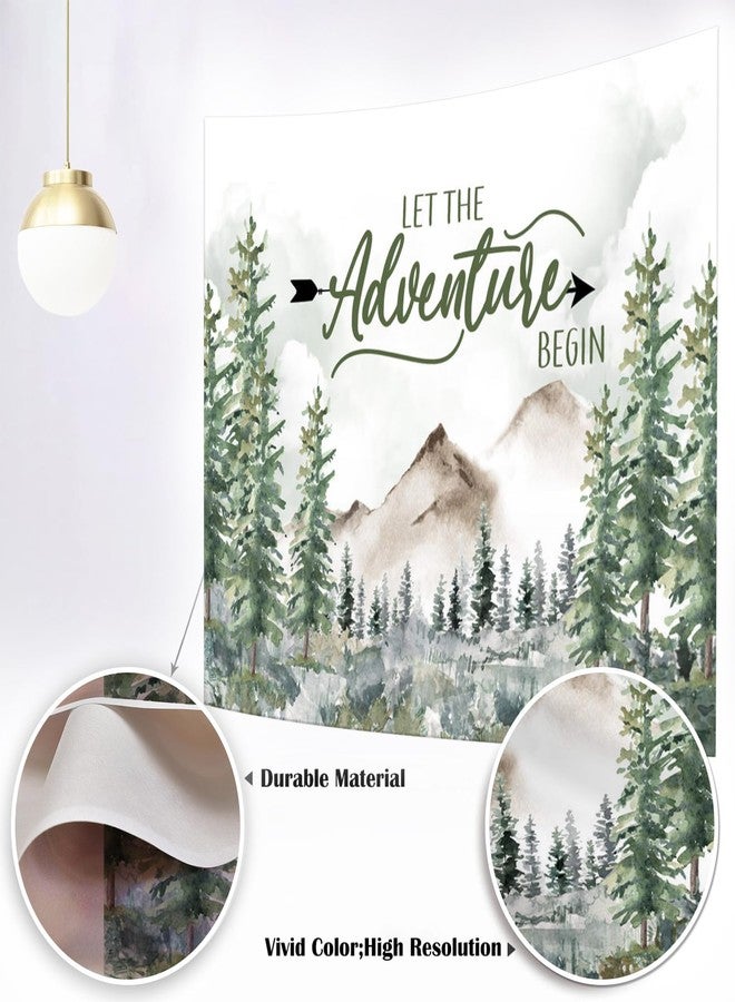 Mocsicka Let The Adventure Begin Backdrop Adventure Awaits Baby Shower Birthday Party Decoration Rustic Forest Mountains Woodland Photography Background (7x5ft (82x60 inch)) - Image 4