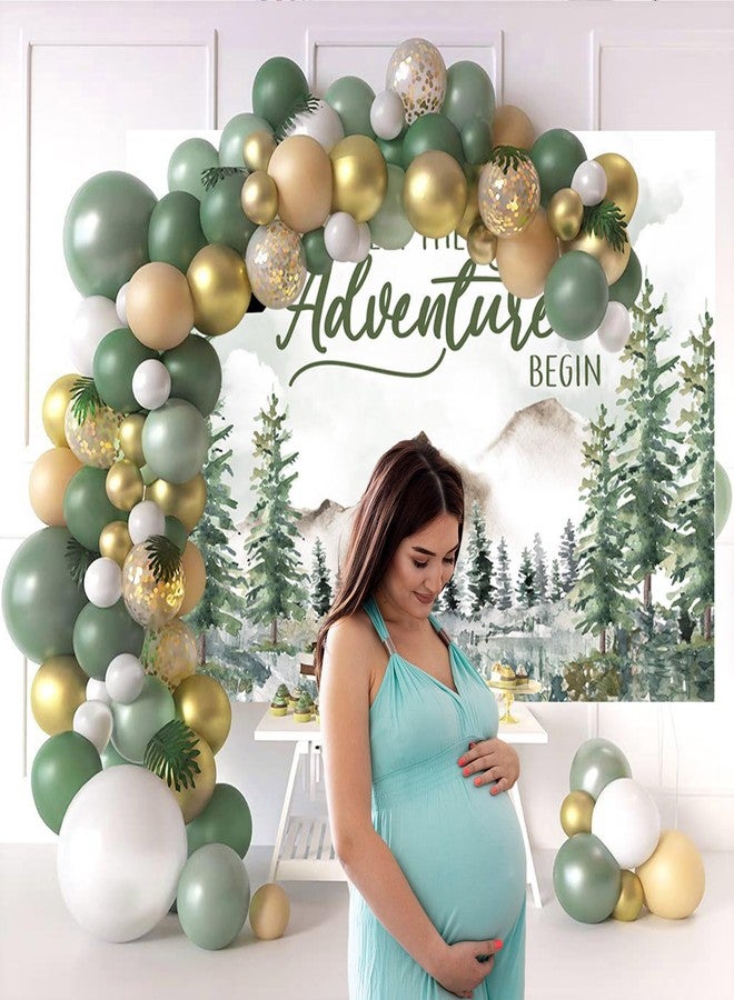 Mocsicka Let The Adventure Begin Backdrop Adventure Awaits Baby Shower Birthday Party Decoration Rustic Forest Mountains Woodland Photography Background (7x5ft (82x60 inch)) - Image 3