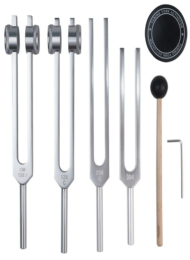 LeSage Tuning Forks for Soubd Healing Set 128HZ, 136.1HZ, 256HZ, 384HZ Sound Therapy Chakra Energy Healing Tuning Forks with Activator 4 pcs Meditation Tuning Fork Set - Image 1
