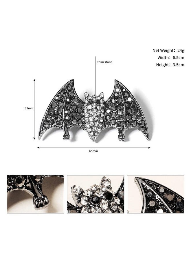 BERYUAN Halloween Bat Hair Clips Metal Bat Hair Barrettes Gothic Black Bat Rhinestone Hairpins Vampire Decor Bun Hair Clip Vintage Halloween Hair Clip For Party Costume For Girls - Image 2