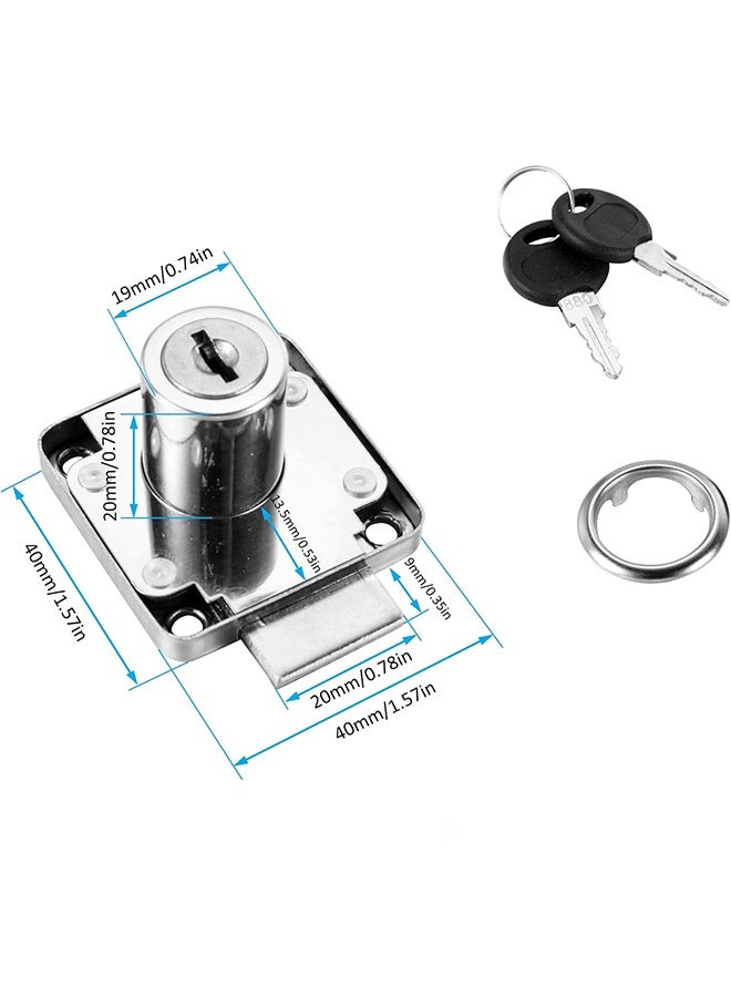 【الحجم】طول الأسطوانة: 3/4" (20مم). القاعدة: 40 × 40 × 2.6 ملم / 1.6" × 1.6" × 0.1" (الطول*العرض*الارتفاع)؛ تحتوي العبوة على: 2 × قفل أسطوانة للأدراج، 4 × مفاتيح (مفتاح متطابق). - Image 2