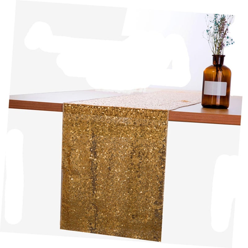 غطاء طاولة من قصب الذهب 30x180 سم لمعة مفرش طاولة الحفلات ديكور المنزل العطلات - Image 5