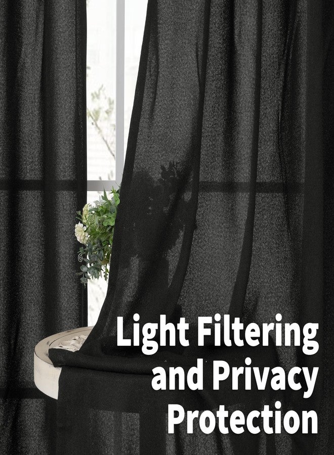 YoungsTex Black Linen Curtains 63 inch Length 2 Panels for Short Windows Bronze Grommet Drapes Light Filtering for Bedroom Living Room Gothic Decorative, 52 X 63 Inch - Image 2