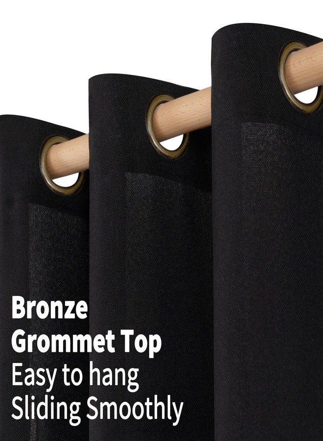 YoungsTex Black Linen Curtains 63 inch Length 2 Panels for Short Windows Bronze Grommet Drapes Light Filtering for Bedroom Living Room Gothic Decorative, 52 X 63 Inch - Image 5