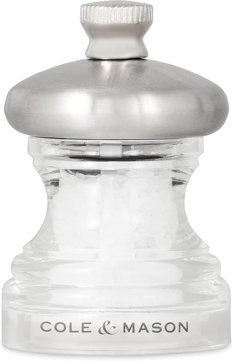 COLE & MASON Precision Grind Button Salt and Pepper Mill Gift Set, Acrylic and Stainless Steel/Clear, 6.5 cm - Image 5