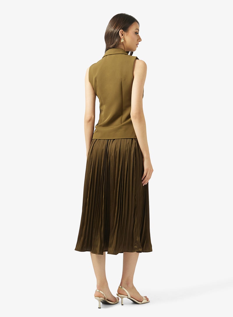 Style Cheat Button Detailed Pleated Dress - Image 2