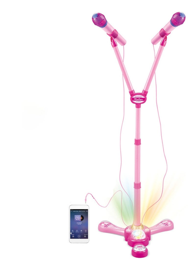 ميكروفون أطفال قابل للتعديل مع ضوء وموسيقى، متصل بجهاز MP3، دمية - Image 1