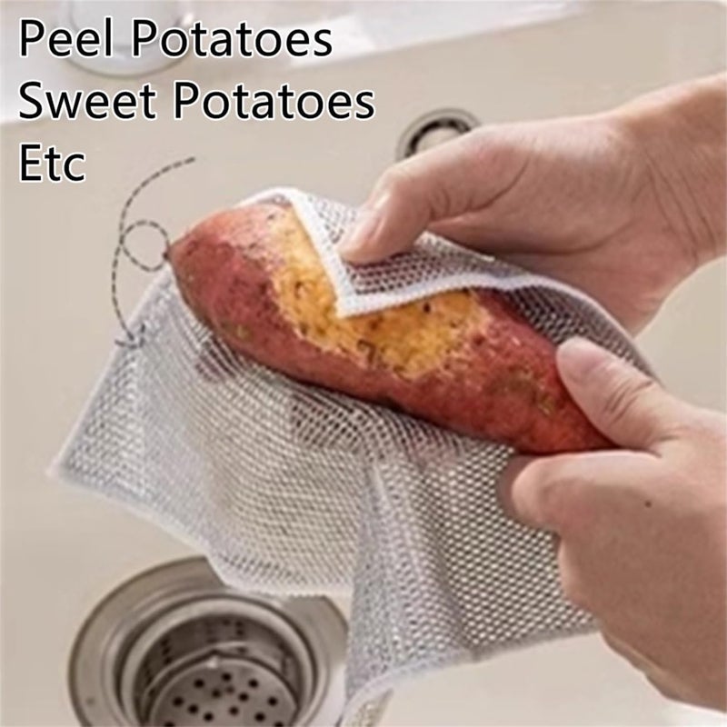 كلاراكو خرق غسيل أطباق سلكية متعددة الأغراض للتنظيف الرطب والجاف، 3/5/10 قطع من وسادات التنظيف المصنوعة من الفولاذ المقاوم للصدأ مزدوجة الطبقات غير القابلة للخدش لتنظيف الأطباق وتنظيف الأواني والمقالي (5 قطع) - Image 3