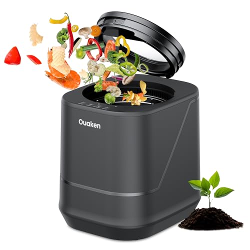 Ouaken 4L Electric Composter for Kitchen, Smart Countertop Compost Bin, Odorless | Low Noise | Auto-Cleaning | Turn Food Waste into Fertilizer, Indoor Food Waste Compost Machine, Black - Image 1