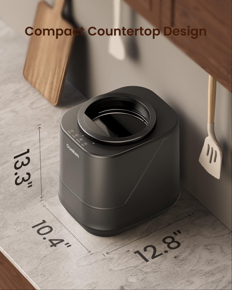 Ouaken 4L Electric Composter for Kitchen, Smart Countertop Compost Bin, Odorless | Low Noise | Auto-Cleaning | Turn Food Waste into Fertilizer, Indoor Food Waste Compost Machine, Black - Image 4